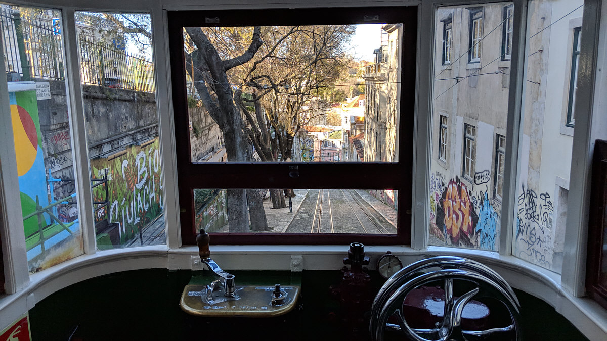 Lisbon funicular railway Ascensor da Gl�ria